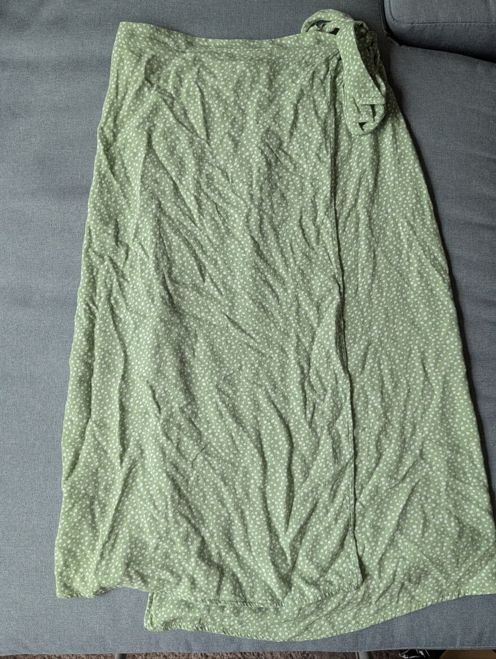 Urban Romantics Light Green Polka Dot Midi Wrap Skirt